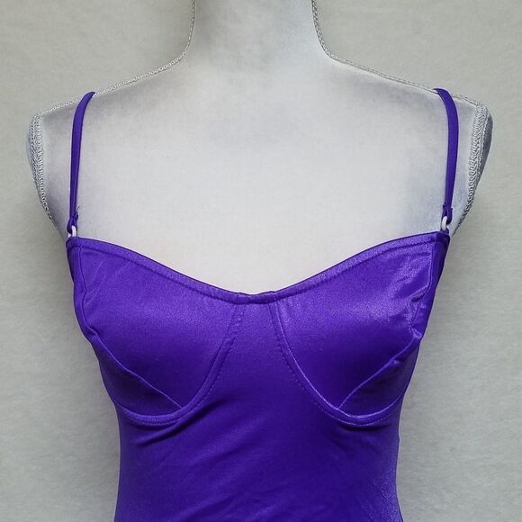 VINTAGE 70s Purple Underwire Maillot Swimsuit - Picture 4 of 11